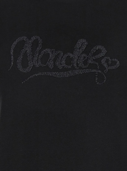 Black T-Shirt with Logo Embroidered on the Front in Cotton Woman