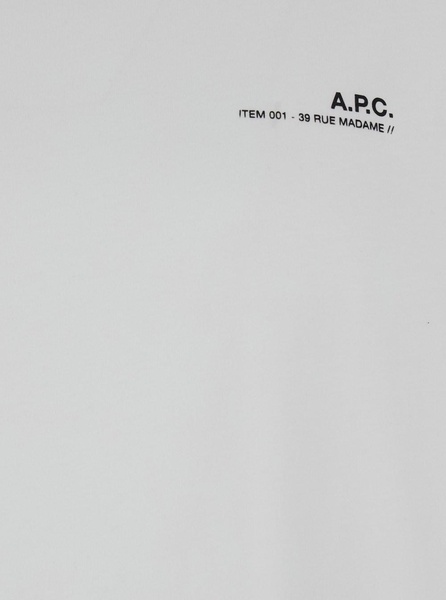 'Item 001' White T-Shirt with Logo Print in Cotton Man
