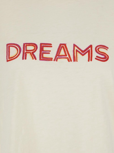 White Crewneck T-Shirt with Print on the Front in Cotton Woman