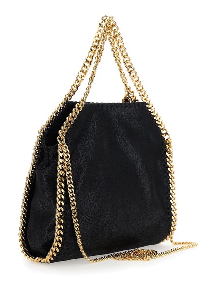 'Falabella Mini' Black Handbag with Handle and Chain Shoulder Strap in Eco Leather Woman