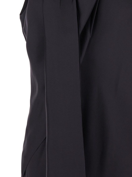 Blue Long Dress with Halterneck and Scarf Detail in Silk Woman
