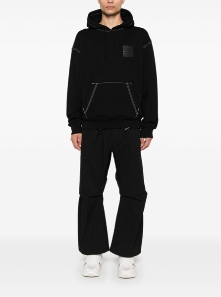 Black Hoodie with 4G Logo Detail on Front in Cotton Man
