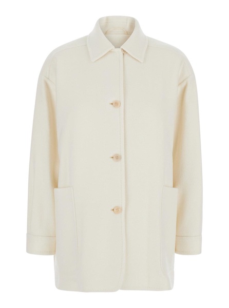 'Eligio' White Single-Breasted Jacket with Patch Pockets in Wool Woman