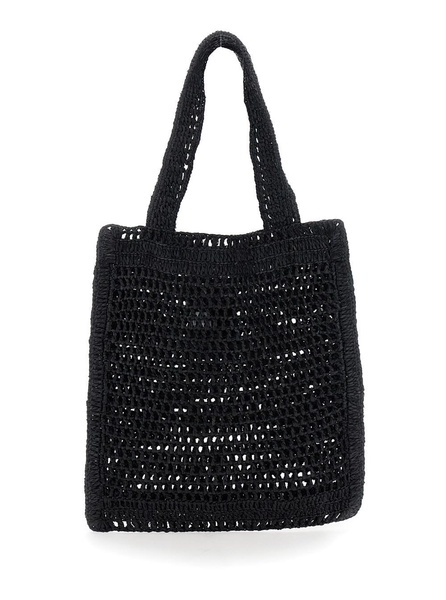 'Summer Banana' BlackTote Bag with Logo Lettering Embroidery on the Front and Charm with Logo in Tech Fabric Woman