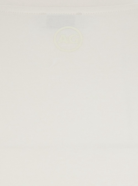 White Crewneck T-Shirt with Logo Printed on the Back in Cotton Woman