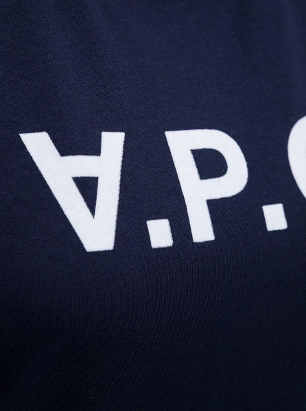 Blue Cotton T-Shirt with Logo Print in Cotton Woman