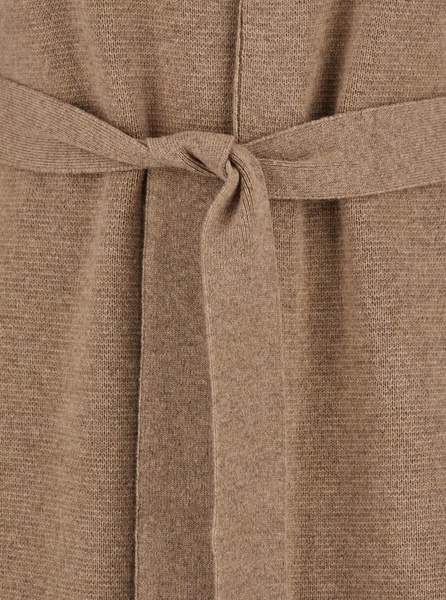 'Gestro' Beige Long Cardigan with Belt in Wool and Cashmere Woman