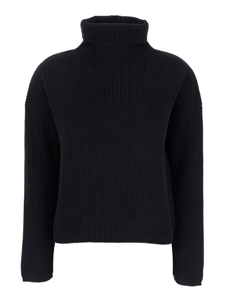 'Golia' Black Turtleneck Sweater in Wool and Cashmere Woman