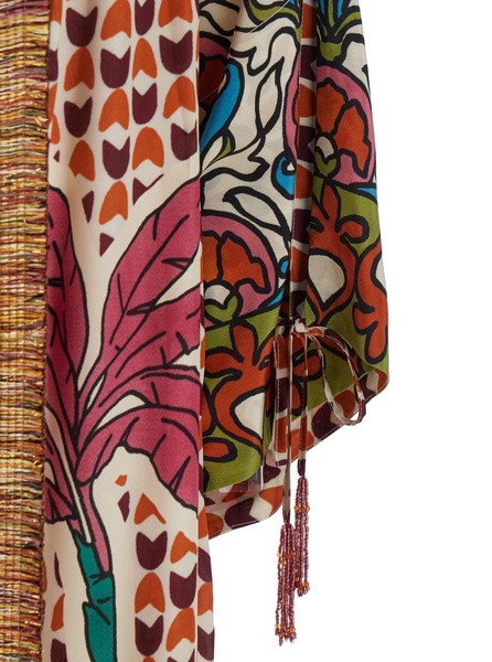 'Megan' Multicolor Kimono with Drawstring Cuffs and All-Over Print in Viscose Woman