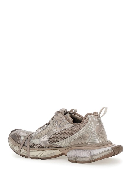 '3XL' Grey Low Top Sneakers with Logo Detail in Tech Fabric Man