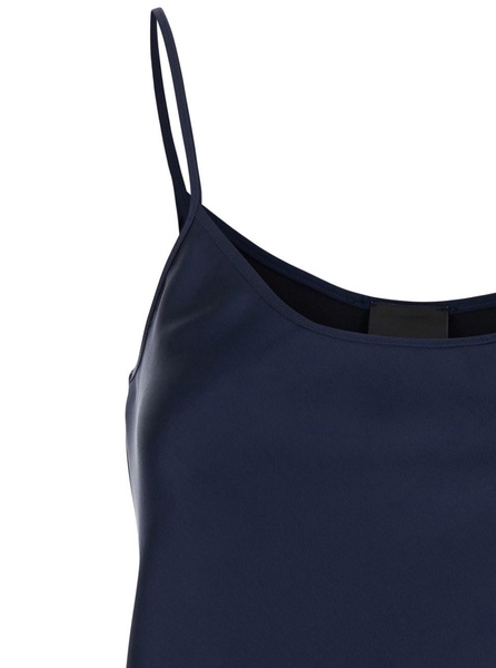 Blue Top with Spaghetti Straps in Satin Woman