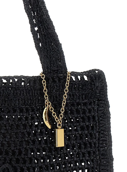 'Summer Banana' BlackTote Bag with Logo Lettering Embroidery on the Front and Charm with Logo in Tech Fabric Woman