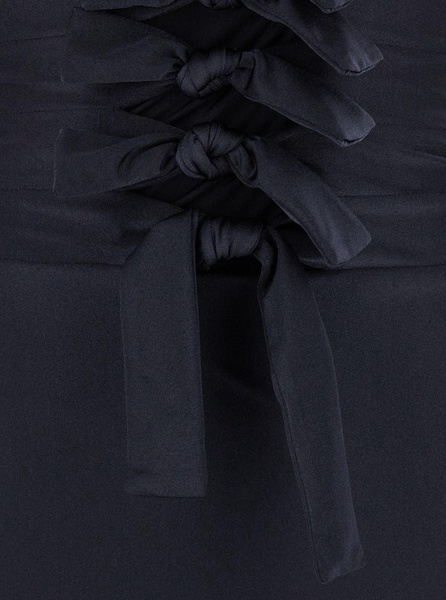'Knot Gala' Midi Black Dress with Adjustable Knots in Stretch Jersey Woman