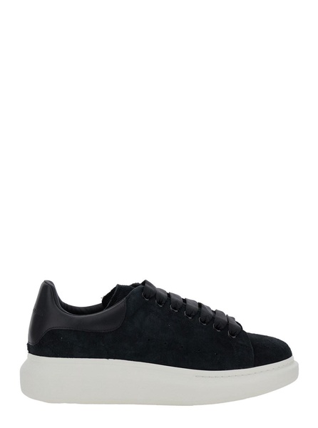 Alexander Mcqueen Black Low-Top Sneakers With Chunky Sole In Suede Man