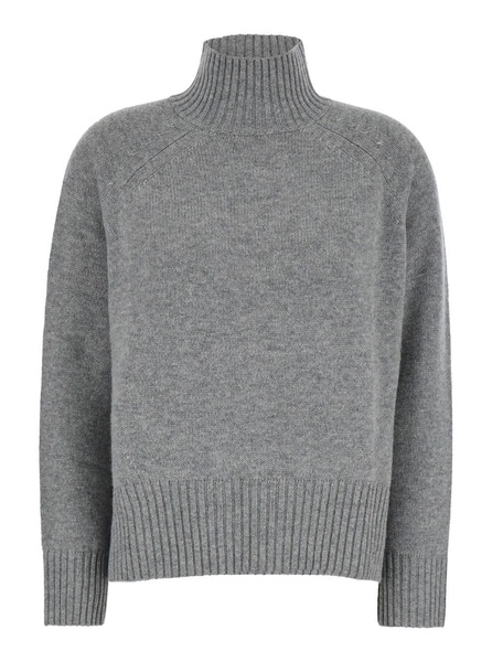 Grey High Neck Sweater in Wool and Cashmere Woman