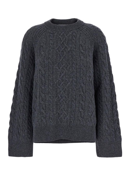 'Klarina Ann' Grey Crewneck Sweater in Wool Woman