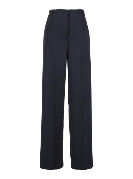 Blue Tailored Pants in Satin Woman