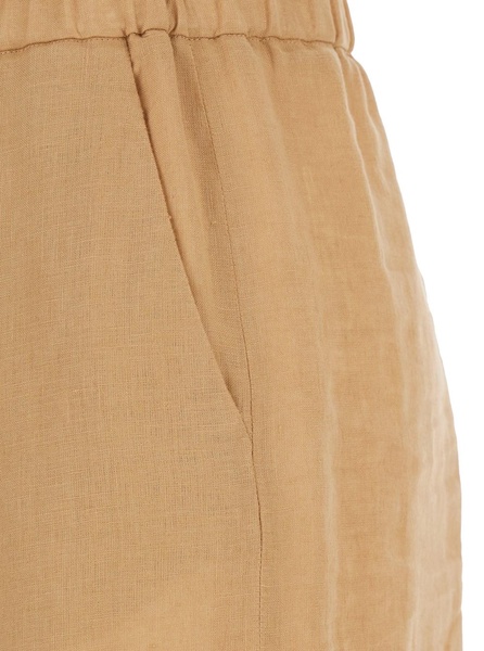 'Rocchette' Beige Linen with Elastic Waist in Linen Woman