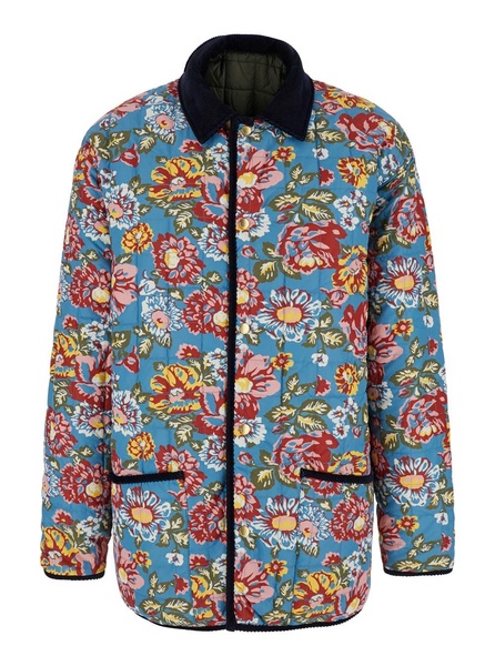 'La Veste Matelassée' Green Reversible Jacket with Embroidered Logo on the Front in Tech Fabric Man