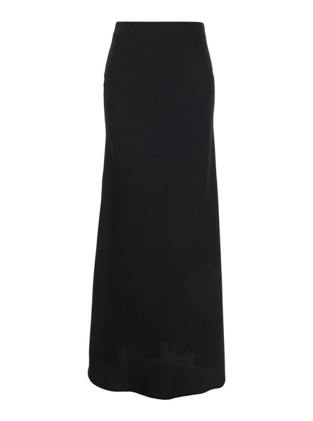 Maxi Black Relaxed Skirt in Satin Fabric Woman