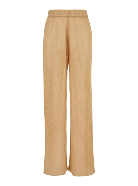 'Lumiere' Gold Colored Pants with Elastic Waist in Tech Fabric Woman