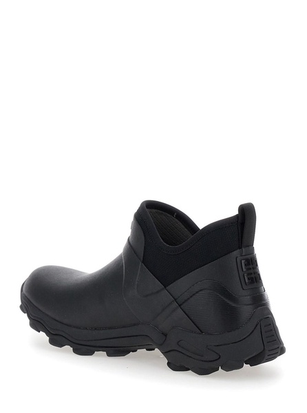 Black Ankle Boots with 4G Motif in Rubber and Fabric Man