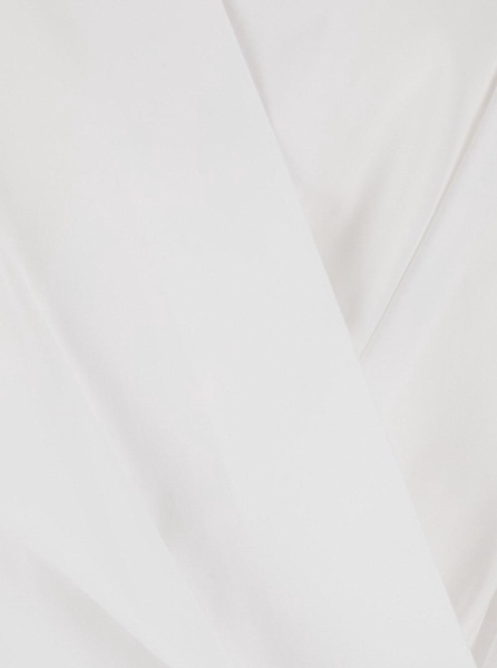 White Shirt with Draping and V-Neck in Cotton Poplin Woman
