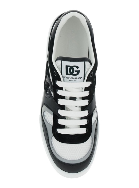 'Portofino' Black and White Sneakers with Logo Patch on the Tongue and Logo Detail on the Side in Leather Blend Man