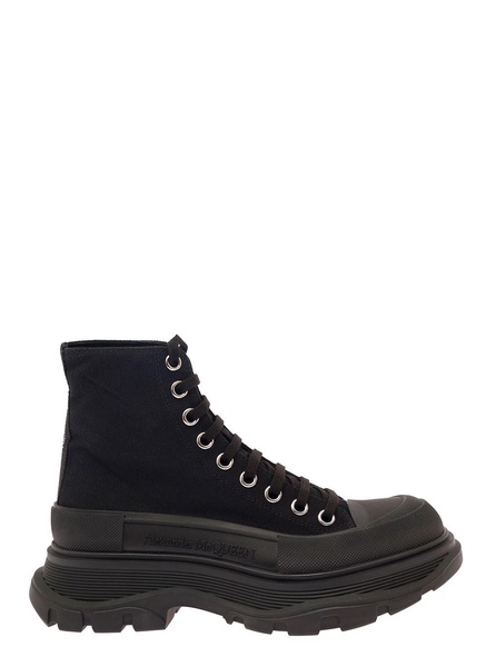 'Tread Slick' Black High Top Sneakers with Oversized Platform in Cotton Woman