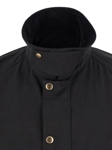 'Hunting' Black Jacket with Classic Collar and Adjustable Belt in Cotton Blend Man