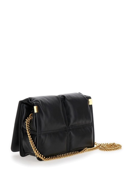 'Snip' Black Shoulder Bag in Quilted Leather Woman