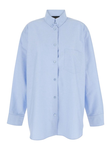 Light Blue Shirt with Buttons in Cotton Blend Woman