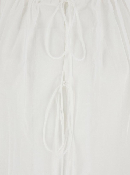 'Wilma' White Top with Long Balloon Sleeves in Cotton Woman