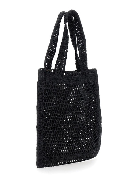 'Summer Banana' BlackTote Bag with Logo Lettering Embroidery on the Front and Charm with Logo in Tech Fabric Woman