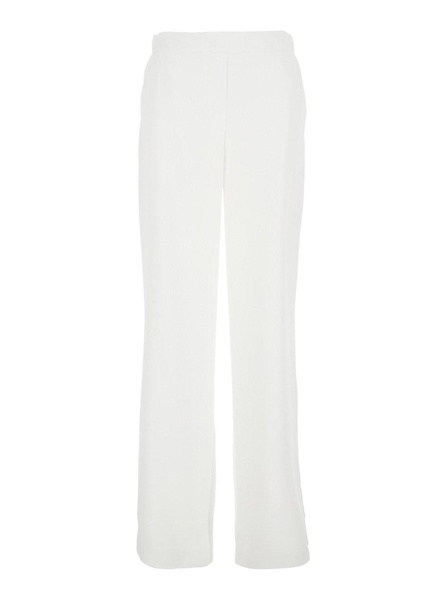White Pants with Rear Elastic Waist and Wide Leg in Tech Fabric Woman