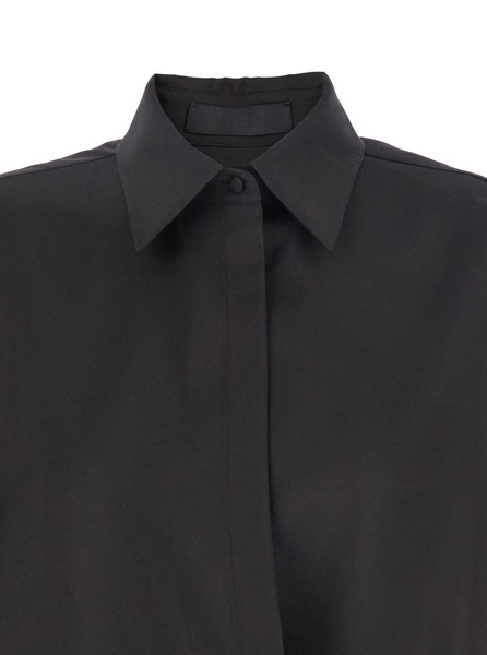 Black Shirt with Hidden Front Closure in Wool Blend Woman