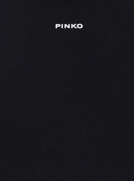 Black Crewneck T-Shirt with Logo Lettering on the Front in Cotton Woman