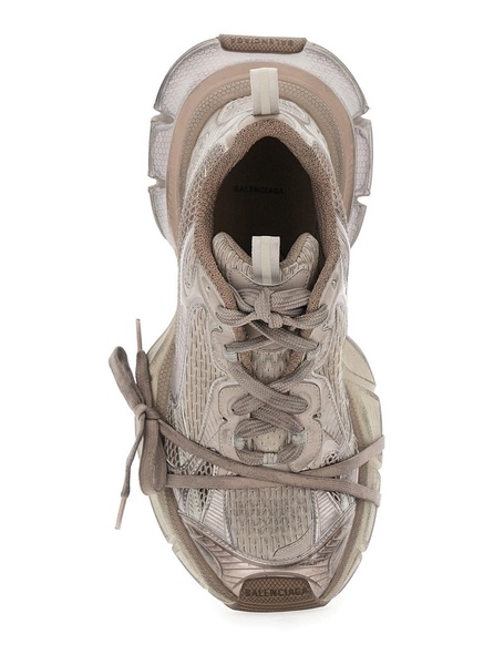 '3XL' Grey Low Top Sneakers with Logo Detail in Tech Fabric Man