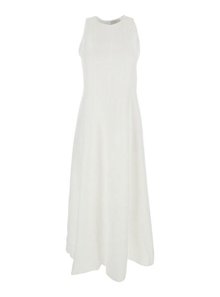 'Monsen' Whote Crewneck Sleeveless Dress in Viscose Blend Stretch Woman