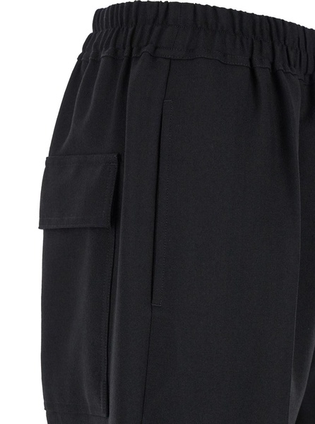Black Pants With Oversize Drawstring In Wool Man