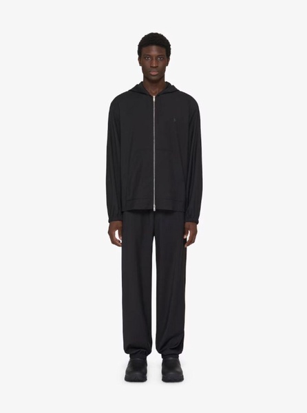 Givenchy Black Zip-Up Hoodie With Logo Detail In Wool Man
