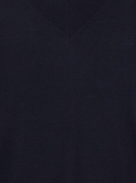 Blue Sweater with V Neck in Wool Woman
