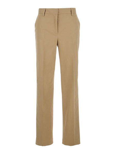 'Pesaro' Beige Tailored Pants with Pleats in Cotton Woman