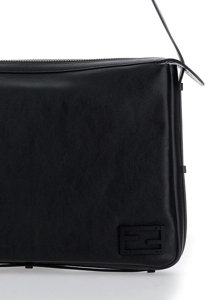 'Simply Fendi Large' Black Shoulder Bag with FF Detail in Leather Woman