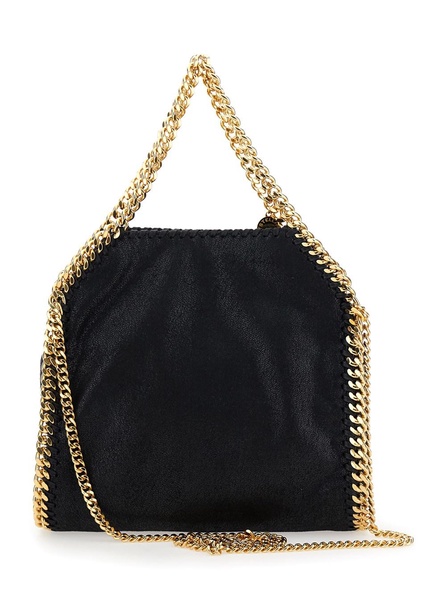 'Falabella Mini' Black Handbag with Handle and Chain Shoulder Strap in Eco Leather Woman
