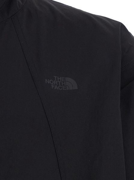 Black Jacket with High Neck and Embossed Logo on the Front in Tech Fabric Stretch Man