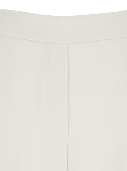 White Pants with Wide Leg and Elastic Rear Waist in Tech Fabric Woman