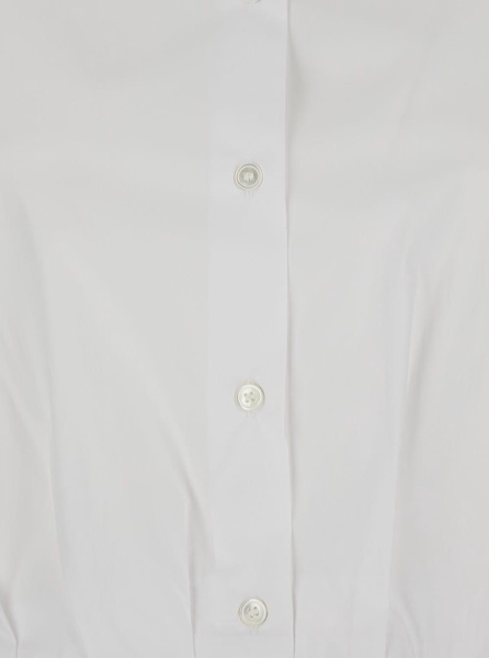 White Shirt With Mandarin Collar And Pence Details In Cotton Woman