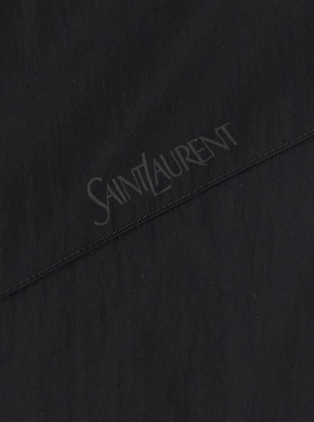 Saint Laurent Black Jacket With High Neck And Logo Lettering On The Front In Tech Fabric Man