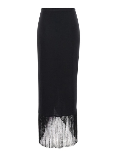 Black Sarong Skirt In Silk Stretch Woman